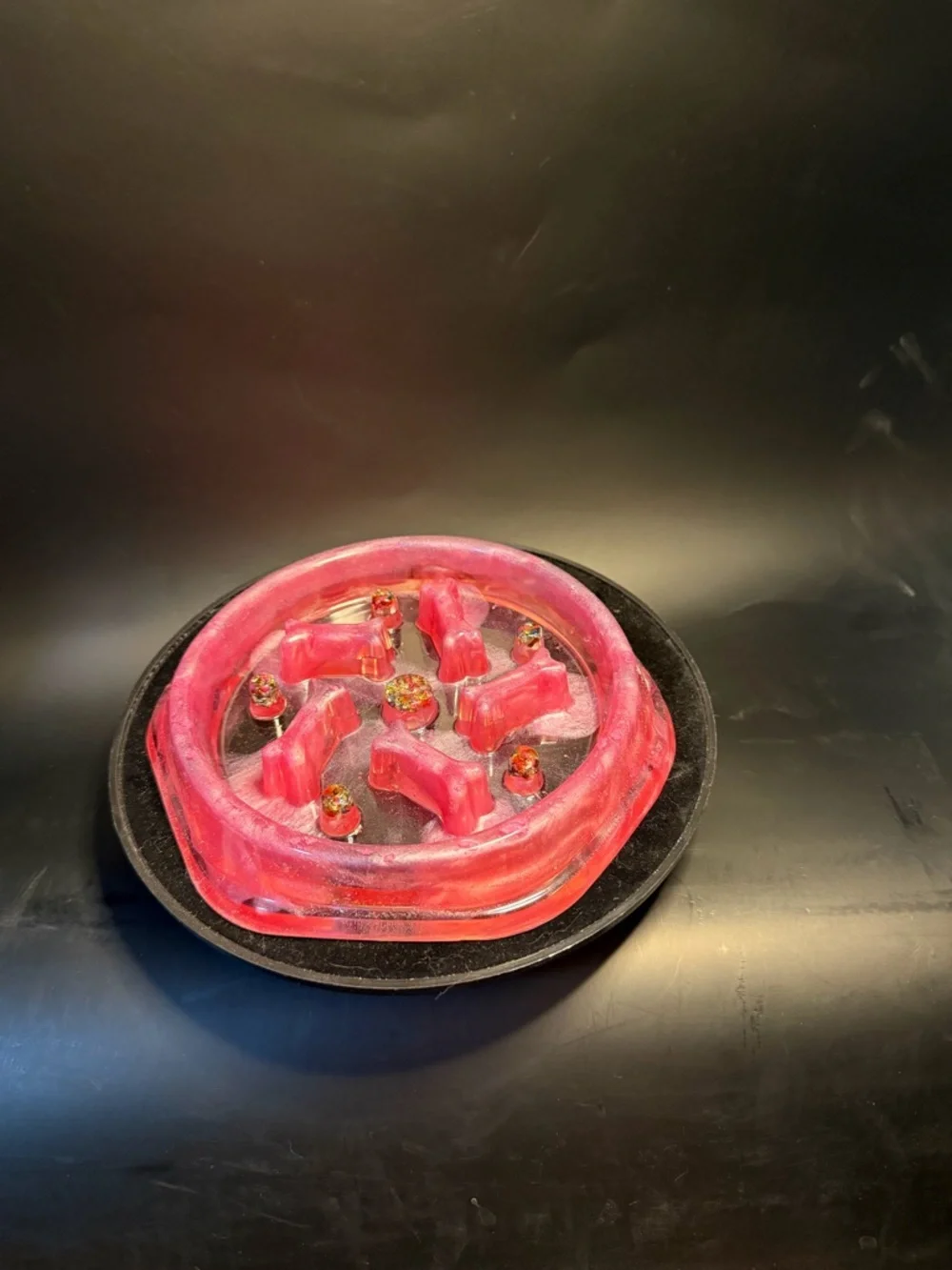 Round Pink Slow Feeder Pet Bowl